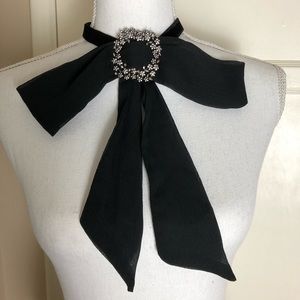 Zara Black Choker with Silver Crystal Detail